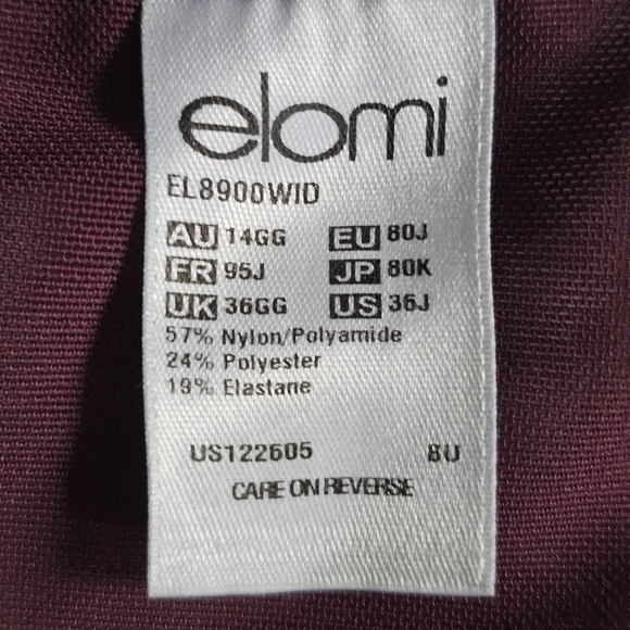 Elomi [ 36J US ] Cate Underwired Bra in Raisin - Picture 3 of 3